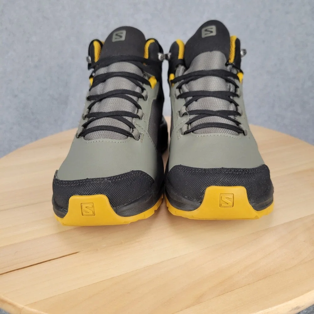 Salomon Outward CSWP Hiking Boots Kids 4 Gray Black Yellow Waterproof